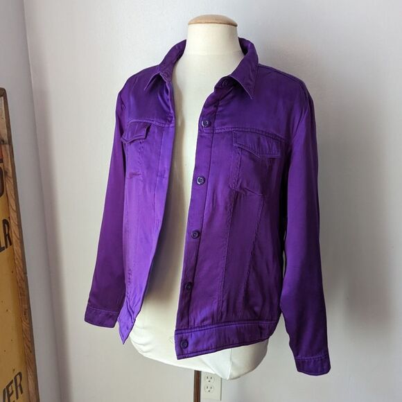 Vintage Purple Silk Jacket Size L - Picture 2 of 6